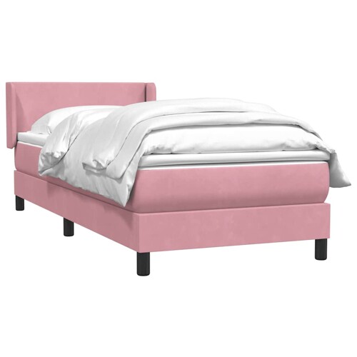 Box Spring krevet s madracem ružičasti 90x210 cm samt - NOVO