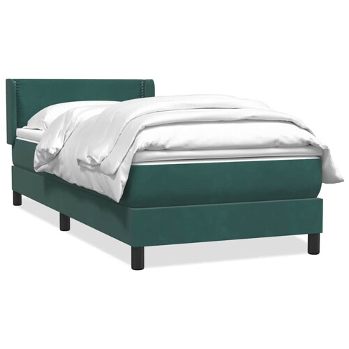 Box Spring krevet s madracem tamno zeleni 90x210 cm baršun - NOVO
