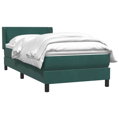 Box Spring krevet s madracem tamno zeleni 90x210 cm baršun - NOVO