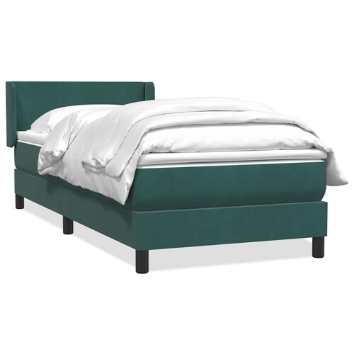 Box Spring krevet s madracem tamno zeleni 90x210 cm baršun - NOVO
