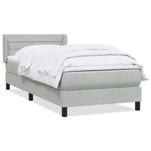 Box Spring krevet s madracem svijetlo sivi 80x210 cm baršun - NOVO