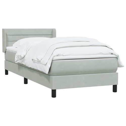 Box Spring krevet s madracem svijetlo sivi 80x210 cm baršun - NOVO
