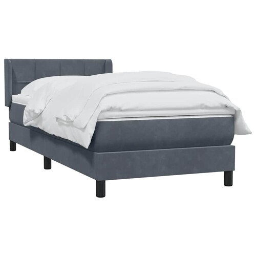 Box spring krevet s madracem tamnosivi 90x220 cm baršunasti - NOVO