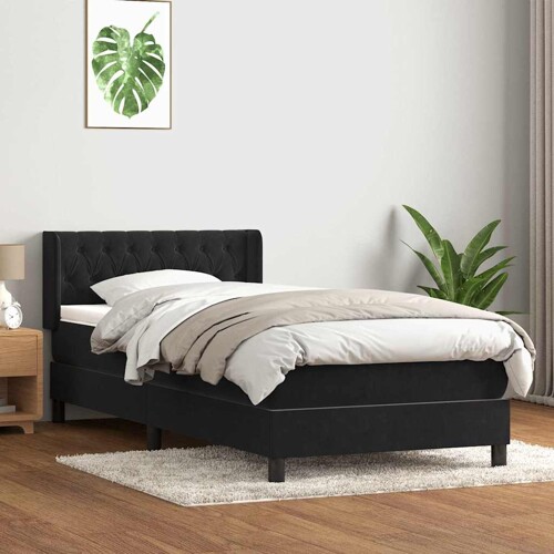 Box spring krevet s madracem crni 90x220 cm baršunasti - NOVO
