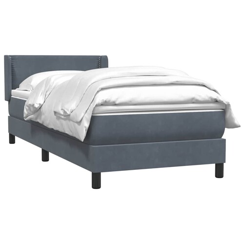 Box spring krevet s madracem tamnosivi 90x220 cm baršunasti - NOVO