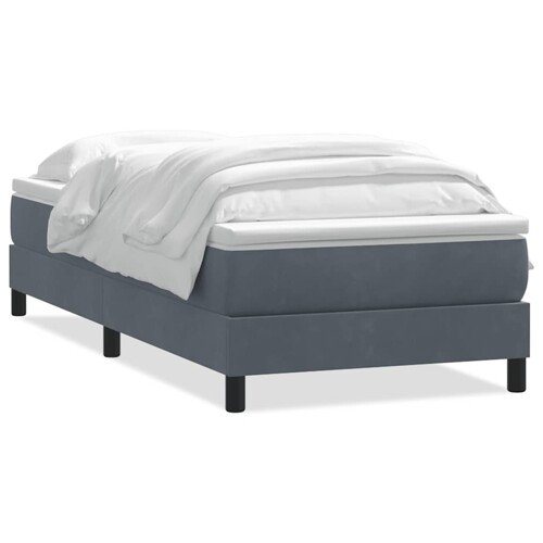 Box spring krevet s madracem tamnosivi 90x220 cm baršunasti - NOVO