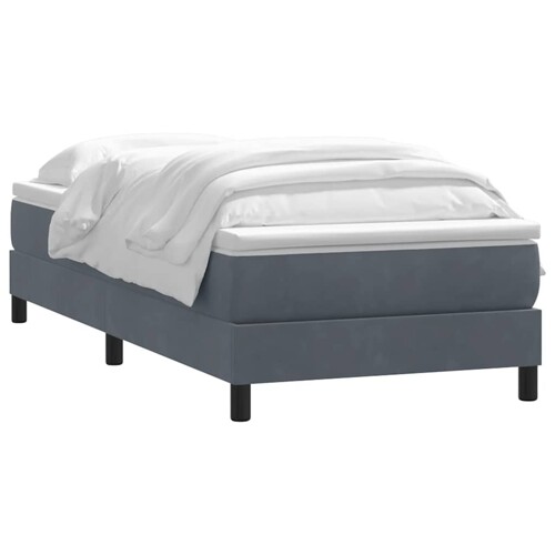Box spring krevet s madracem tamnosivi 90x220 cm baršunasti - NOVO