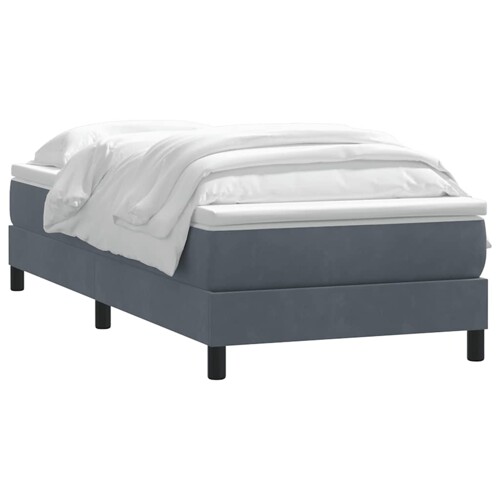 Box spring krevet s madracem tamnosivi 80 x 220 cm baršunasti - NOVO