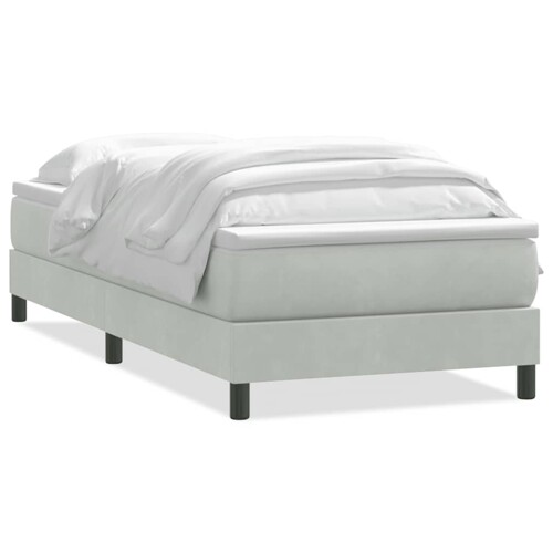 Box Spring krevet s madracem svijetlo sivi 80x210 cm baršun - NOVO