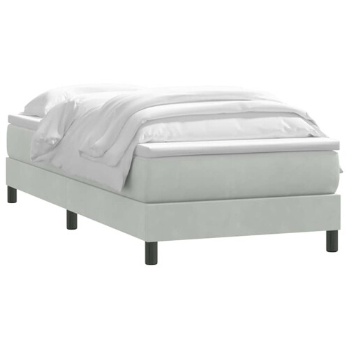 Box Spring krevet s madracem svijetlo sivi 80x210 cm baršun - NOVO