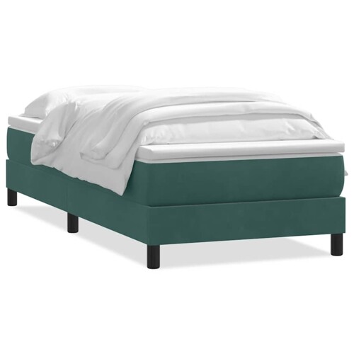 Box Spring krevet s madracem tamno zeleni 90x210 cm baršun - NOVO