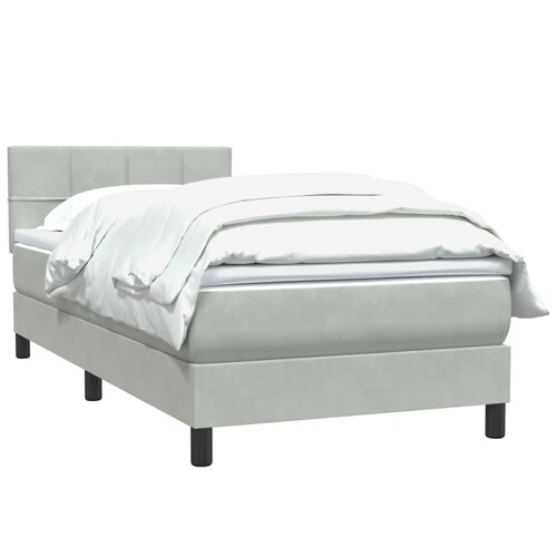 Box Spring krevet s madracem svijetlo sivi 80x210 cm baršun - NOVO