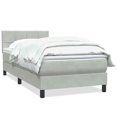 Box Spring krevet s madracem svijetlo sivi 80x210 cm baršun - NOVO