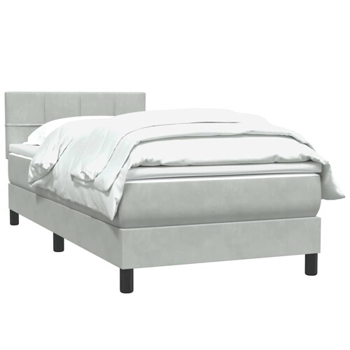Box Spring krevet s madracem svijetlo sivi 90x210 cm baršun - NOVO