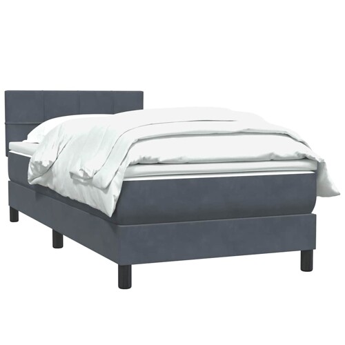 Box spring krevet s madracem tamnosivi 80 x 220 cm baršunasti - NOVO