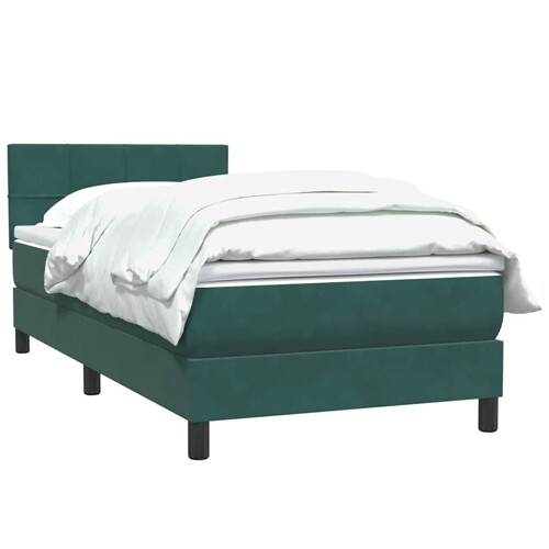 Box Spring krevet s madracem tamnozeleni 80x220 cm baršun - NOVO