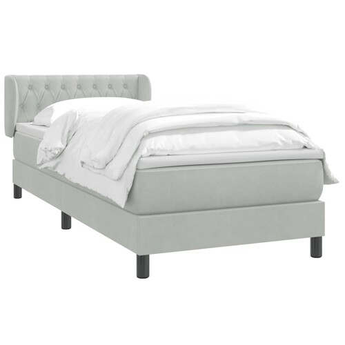 Box Spring krevet s madracem svijetlo sivi 90x210 cm baršun - NOVO