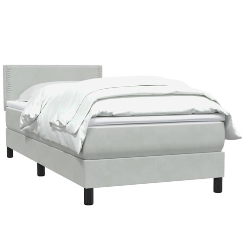 Box Spring krevet s madracem svijetlo sivi 80x210 cm baršun - NOVO