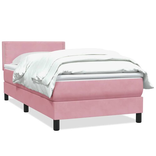 Box Spring krevet s madracem ružičasti 80x210 cm samt - NOVO