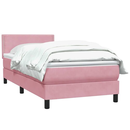 Box Spring krevet s madracem ružičasti 80x210 cm samt - NOVO