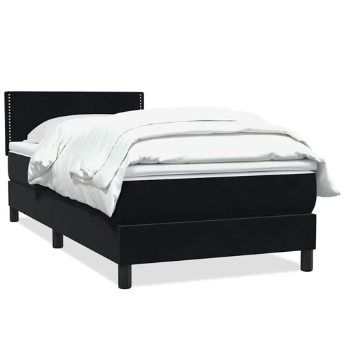 Box spring krevet s madracem crni 80 x 220 cm baršunasti - NOVO