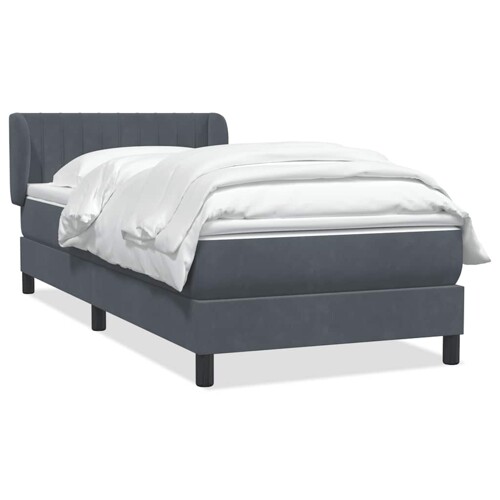 Box spring krevet s madracem tamnosivi 80 x 220 cm baršunasti - NOVO