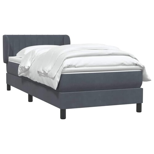 Box spring krevet s madracem tamnosivi 80 x 220 cm baršunasti - NOVO