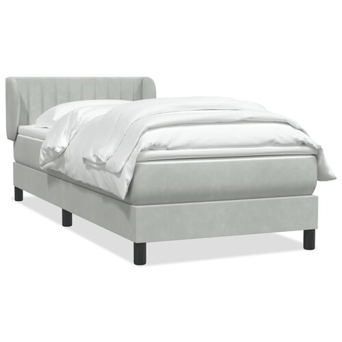 Box Spring krevet s madracem svijetlo sivi 90x210 cm baršun - NOVO