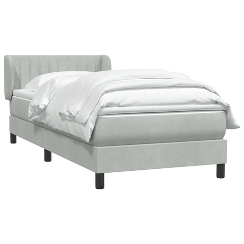 Box Spring krevet s madracem svijetlo sivi 90x210 cm baršun - NOVO