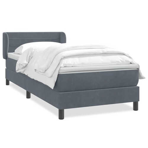 Box spring krevet s madracem tamnosivi 80 x 220 cm baršunasti - NOVO