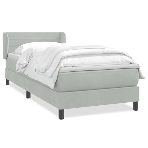 Box Spring krevet s madracem svijetlo sivi 90x210 cm baršun - NOVO