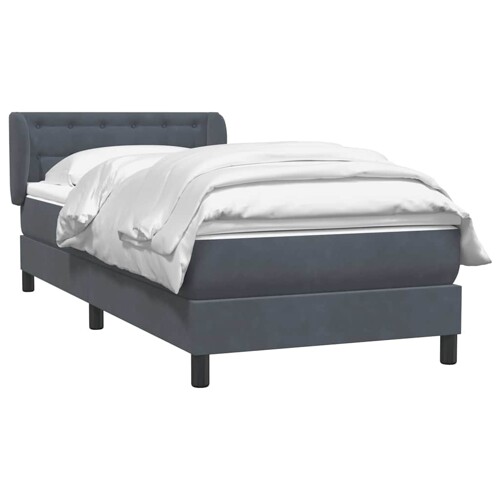 Box spring krevet s madracem tamnosivi 80 x 220 cm baršunasti - NOVO
