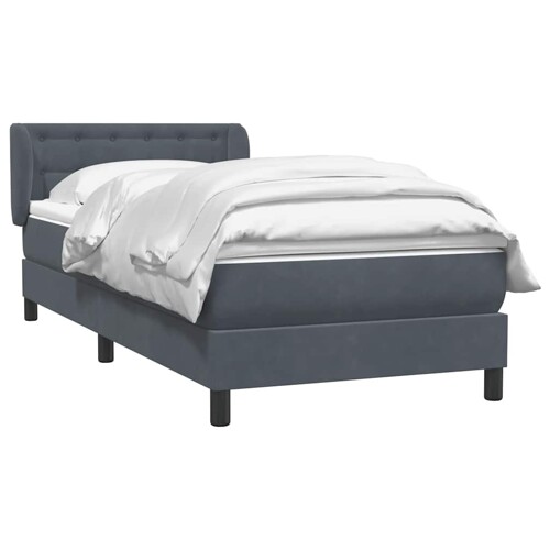 Box spring krevet s madracem tamnosivi 90x220 cm baršunasti - NOVO