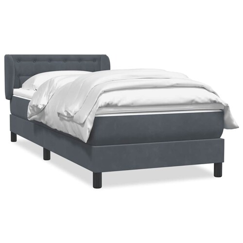 Box spring krevet s madracem tamnosivi 90x220 cm baršunasti - NOVO