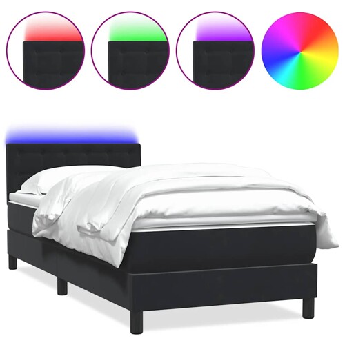 Box spring krevet s madracem crni 80 x 220 cm baršunasti - NOVO