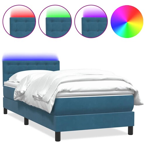 Box spring krevet s madracem tamnoplavi 80x220 cm baršunasti - NOVO