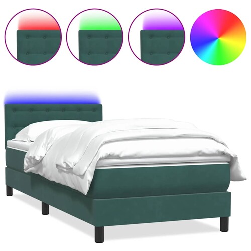 Box Spring krevet s madracem tamnozeleni 90x220 cm baršun - NOVO