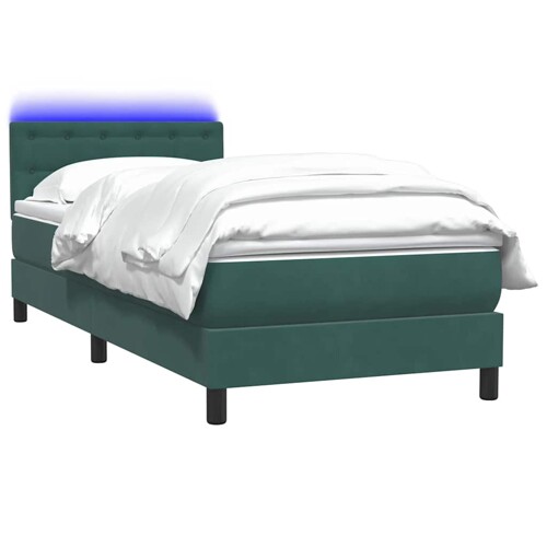 Box Spring krevet s madracem tamnozeleni 90x220 cm baršun - NOVO