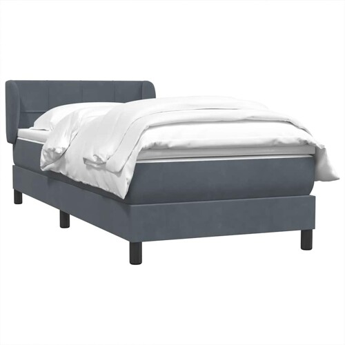 Box spring krevet s madracem tamnosivi 80 x 220 cm baršunasti - NOVO