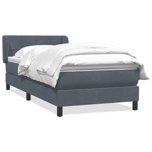 Box spring krevet s madracem tamnosivi 80 x 220 cm baršunasti - NOVO