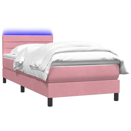 Box Spring krevet s madracem ružičasti 90x210 cm samt - NOVO