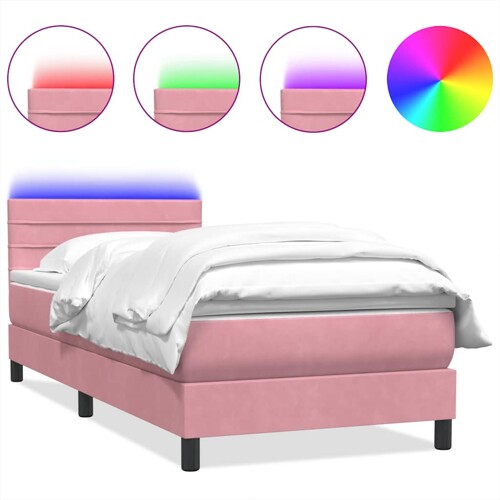 Box spring krevet s madracem ružičasti 80 x 220 cm baršunasti - NOVO