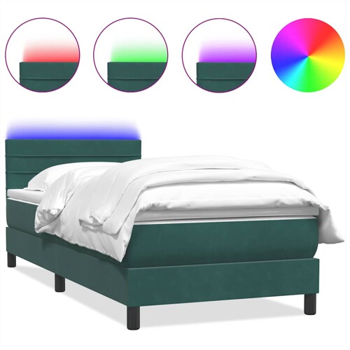 Box Spring krevet s madracem tamnozeleni 90x220 cm baršun - NOVO