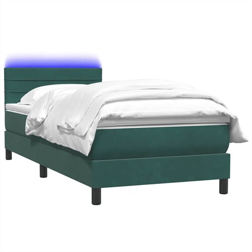 Box Spring krevet s madracem tamnozeleni 90x220 cm baršun - NOVO
