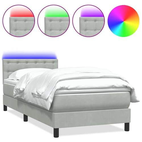 Box Spring krevet s madracem svijetlo sivi 90x210 cm baršun - NOVO