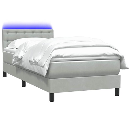 Box Spring krevet s madracem svijetlo sivi 90x210 cm baršun - NOVO