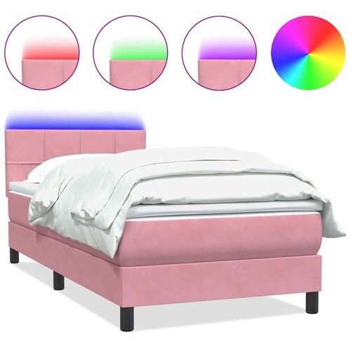 Box Spring krevet s madracem ružičasti 90x210 cm samt - NOVO