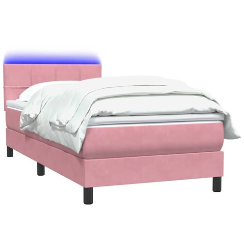 Box Spring krevet s madracem ružičasti 90x210 cm samt - NOVO