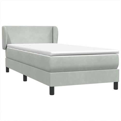 Box Spring krevet s madracem svijetlo sivi 80x210 cm baršun - NOVO