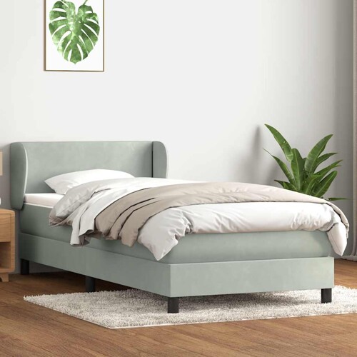 Box Spring krevet s madracem svijetlo sivi 80x210 cm baršun - NOVO